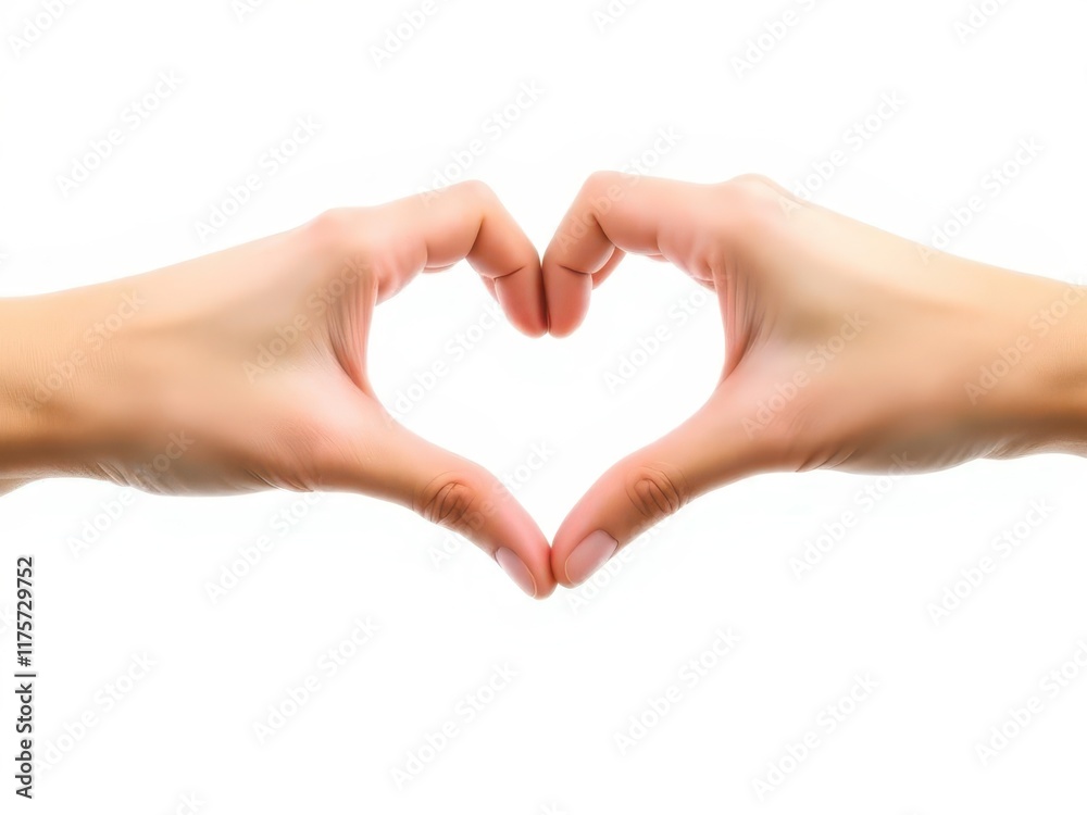 Hands making a heart shape on a white background Hands making a heart shape on a white background