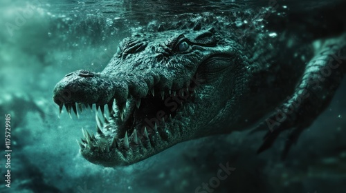 Menacing Underwater Crocodile photo