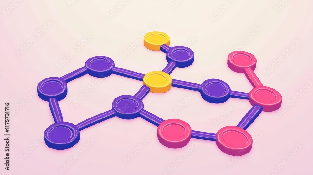 Fototapeta premium Abstract 3D Network Connection Colorful Nodes and Links Data Visualization