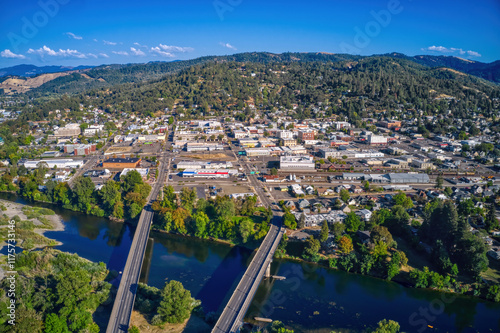 Aerial View of Roseburg, Oregon during Summer photo