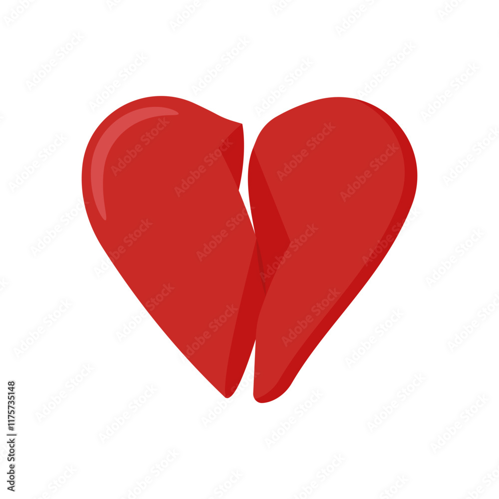 Broken Heart Flat Icon, Vector illustration Broken Heart Flat Icon, Vector illustration