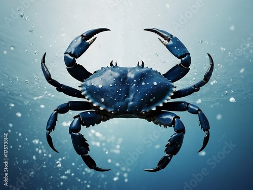 Creative display of the zodiac sign cancer in violet blue tones