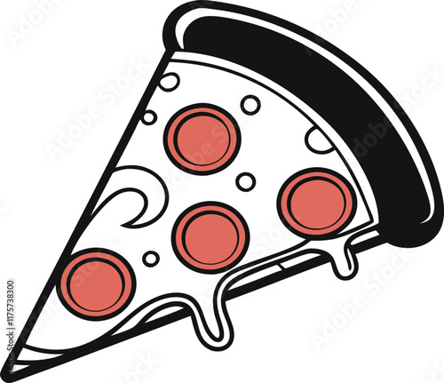 Pizza Slice Illustration: A mouthwatering illustration of a pepperoni pizza slice