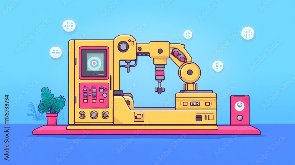 Naklejka premium Automated Robotic Arm Industrial Machine Futuristic Factory Technology Smart Manufacturing Process