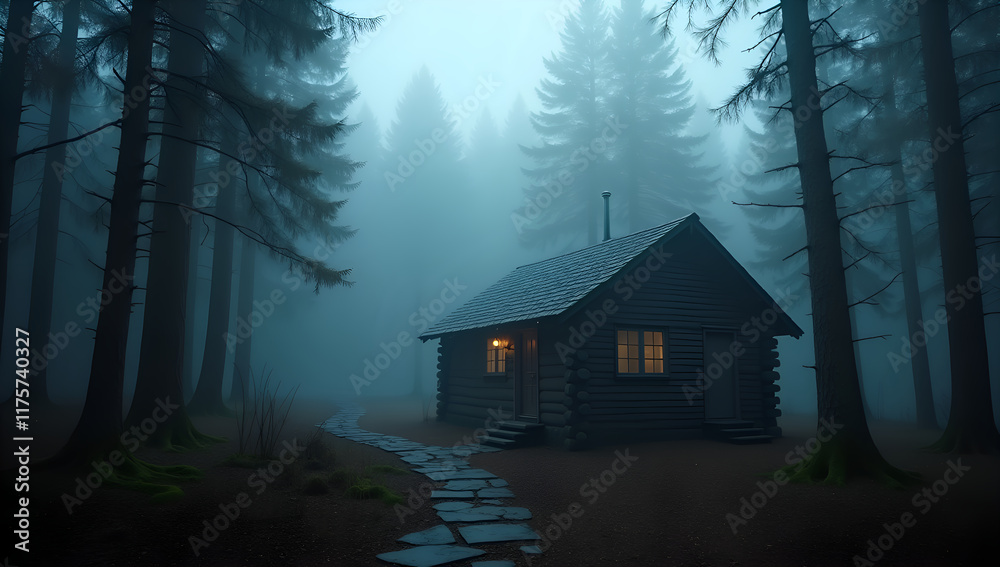 Ethereal Retreat in Forest Fog Ethereal Retreat in Forest Fog