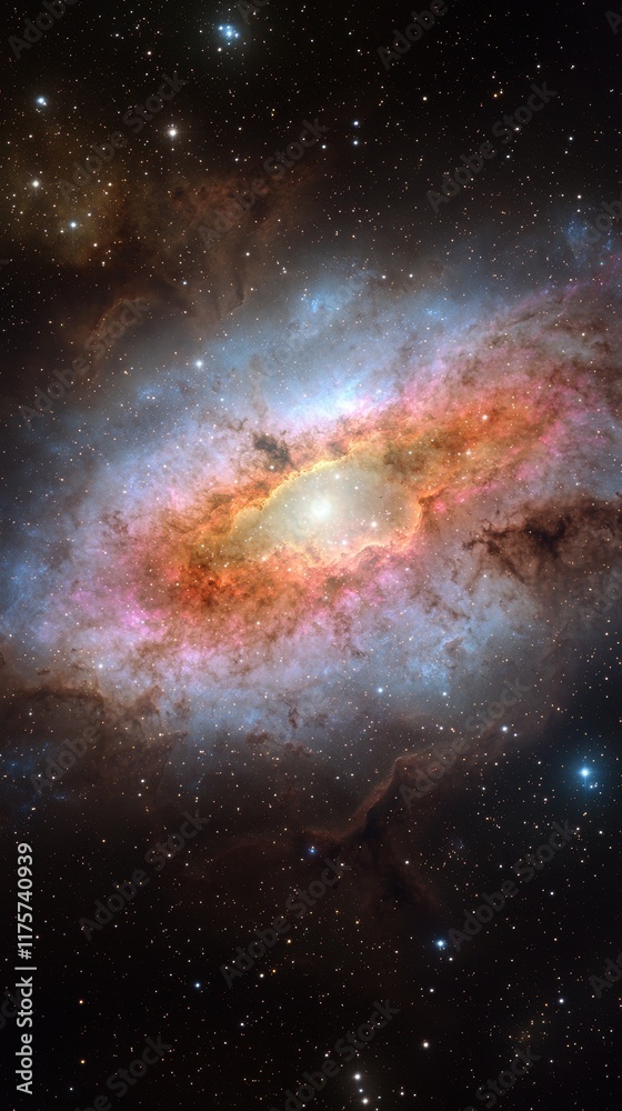 Fototapeta premium Captivating soft pastel galaxy with gentle star clusters cosmic depths digital art ethereal space scene serene viewpoint