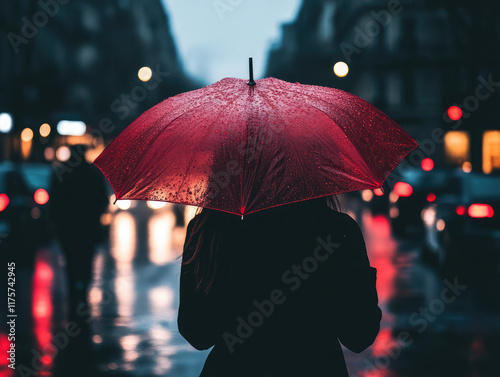 person with umbrella in rain