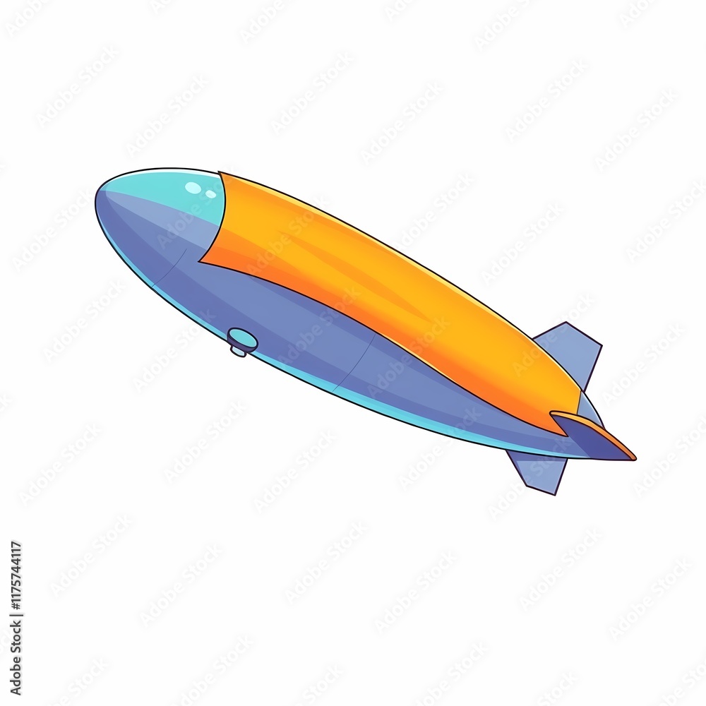 Fototapeta premium Cartoon Blimp Soaring High 