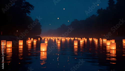 Whispering Light: Enchanting Lantern River Scene photo