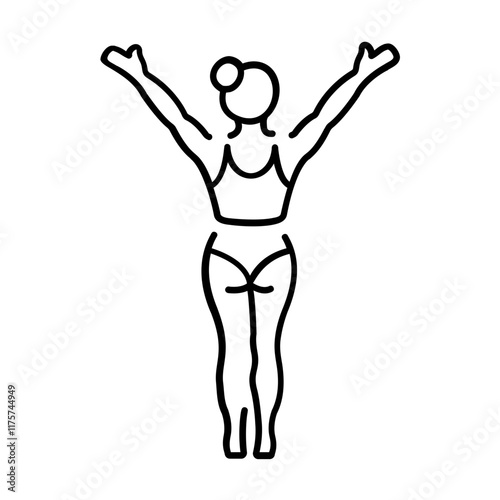 Gymnastic girl icon in linear style 