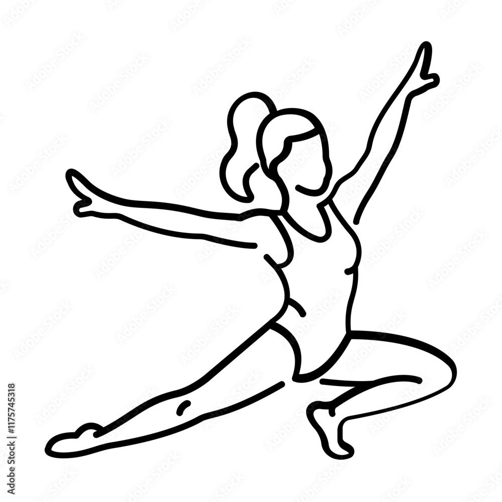 A woman doing a gymnastic pose icon in line style A woman doing a gymnastic pose icon in line style