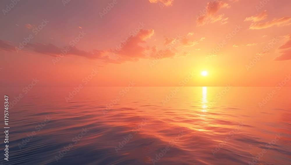 Obraz premium Fiery Reflections on a Serene Ocean