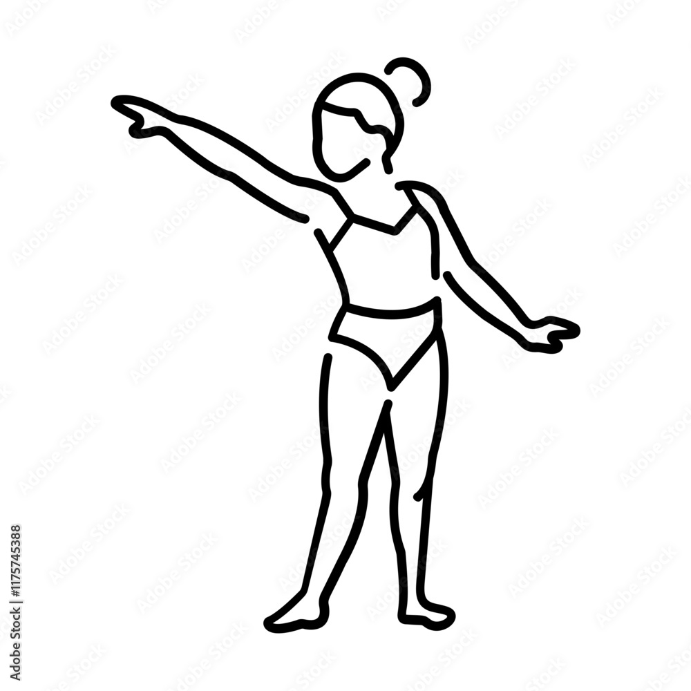 Ballet position icon in liner style Ballet position icon in liner style