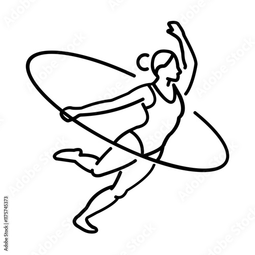 A woman doing aerial spin icon in line style 