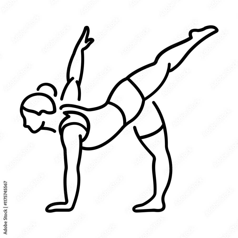 A woman doing stretching pose icon in linear style A woman doing stretching pose icon in linear style