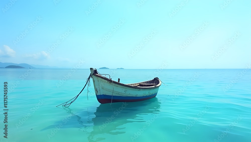 Reflections on a Calm Sea: A Boat's Quiet Day Reflections on a Calm Sea: A Boat's Quiet Day