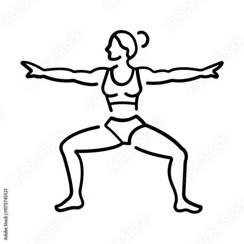 A woman teaching yoga fusion icon in linear style 