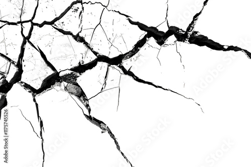 High-Impact Crack Effect with Realistic Fractured Texture Isolated on Transparent Background photo