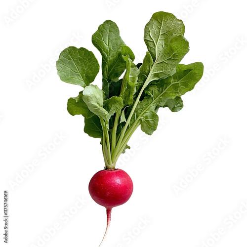a red radish with a white top on a transparent background, PNG image, PNG file, Generative art.