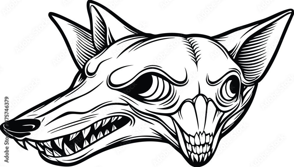 Obraz premium Coyote Skull with Teeth Detail