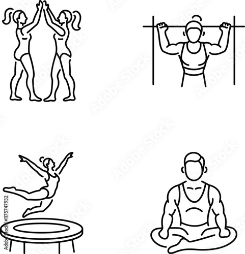 Pack of Linear Style Gymnastics Performers Icons 


