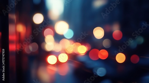 Blurred background of police flashing lights at the crime scene
