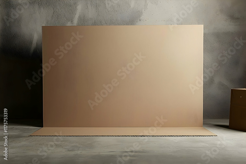 A cardboard cutout mockup with a blank surface for design showcasing, ideal for marketing or product branding projects.