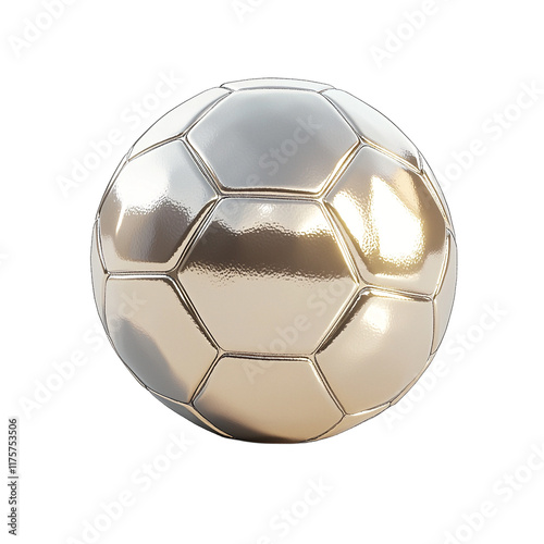 a shiny silver soccer ball on a transparent background, PNG image, PNG file, Generative art.