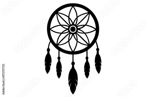 Dreamcatcher isolated vector silhouette illustration on white background
