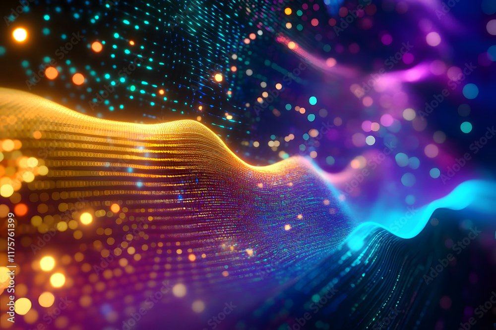 Obraz premium Data waves. Modern neon abstract backdrop. Virtual ciberspace.