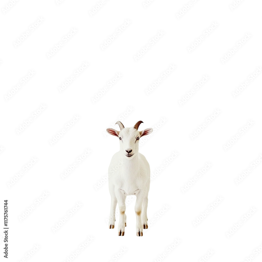 Obraz premium a small white goat standing on a transparent background, PNG image, PNG file, Generative art.