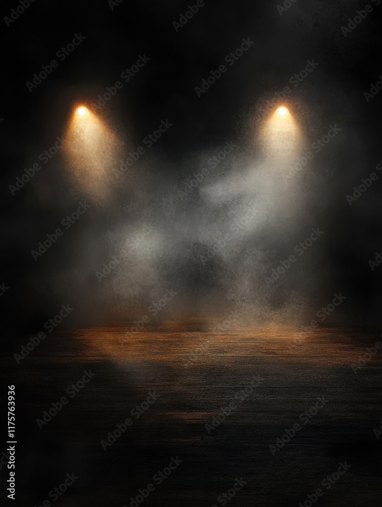 Dark, refined background with subtle texture and softly blurred individual stage lights for an elegant, atmospheric scene Dark, refined background with subtle texture and softly blurred individual stage lights for an elegant, atmospheric scene