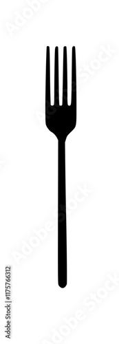 Black and white icon of a fork with prongs
