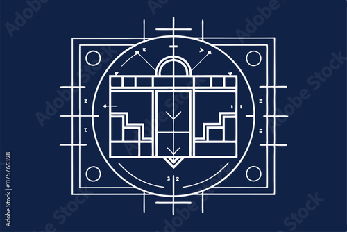 An artistic blueprint representing a creative floor plan for an innovative building design, Artistic interpretation of a blueprint or floor plan, minimalist simple modern vector logo design