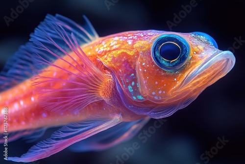 Colorful tropical fish with vibrant fins swimming in clear ocean water during daylight photo