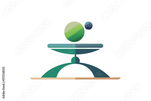 Balance board and stability ball arranged creatively in a modern fitness studio, Balance board and stability ball arrangement, minimalist simple modern vector logo design