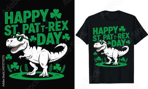 happy st pat t-rex day t shirt design. St patricks day t shirt design