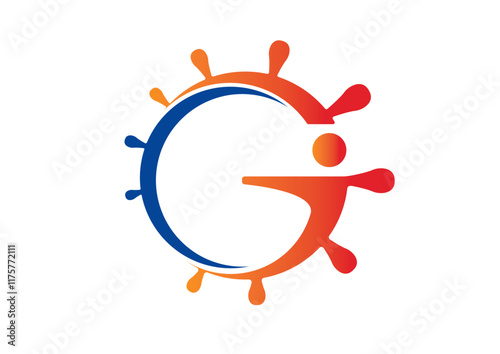 Barre à roue, barre franche logo G-volant-de-bateau-marin-bateau-navirre-mer-logo-symbole-icone-ocean-v01