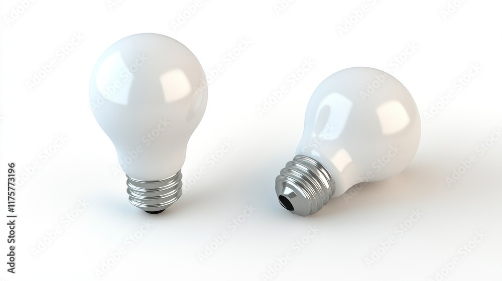 Two white light bulbs on white background. Two white light bulbs on white background.