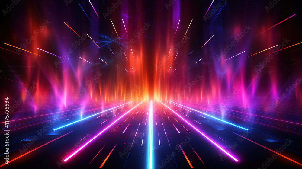 Vibrant Neon Lights Tunnel Futuristic Design Vibrant Neon Lights Tunnel Futuristic Design