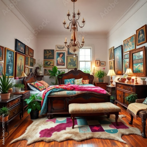 Wallpaper Mural Bedroom interior design. Eclectic style bedroom interior design. Architecture interior. Eclectic interior. Eclectic style. Torontodigital.ca