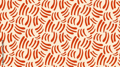 Seamless pattern with abstract red cat fur on a beige background