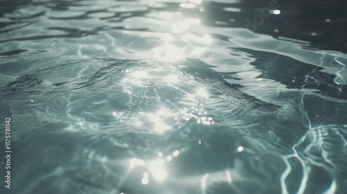 Sunlit ripples on calm teal water surface.