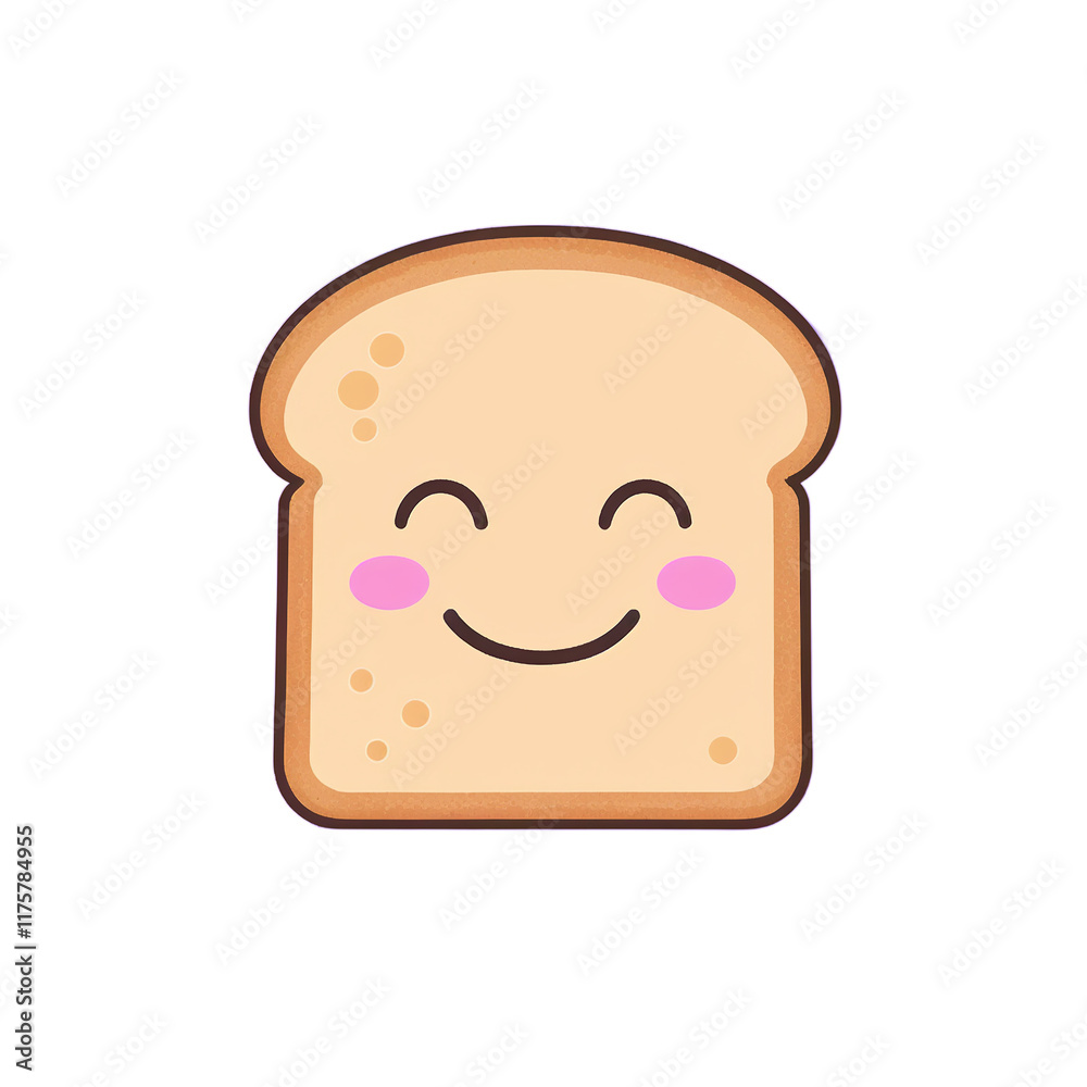 Fototapeta premium simple minimalist toast with cute cartoon face vector illustration isolated transparent background 