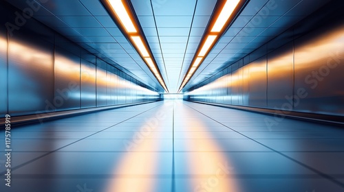 Futuristic Tunnel:  A Modern Architectural Design of Light and Metal