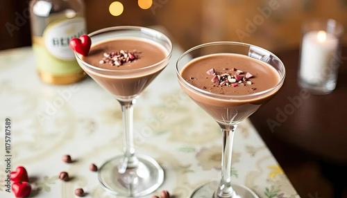 Chocolate Martini Cocktails on Table with Decor photo