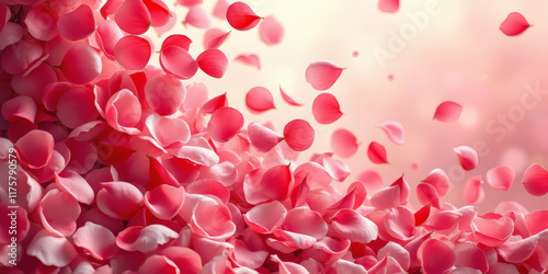 A romantic background featuring a cascade of rose petals, designed in soft pinks, reds, and white tones