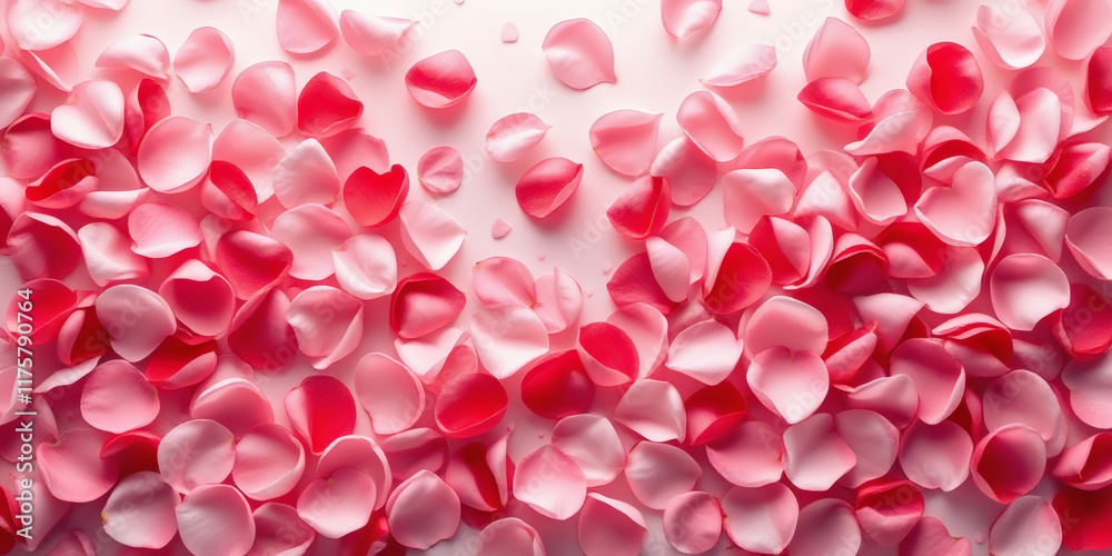 A romantic Valentine’s Day background with scattered red and pink rose petals floating gracefully on a soft white silk fabric texture A romantic Valentine’s Day background with scattered red and pink rose petals floating gracefully on a soft white silk fabric texture