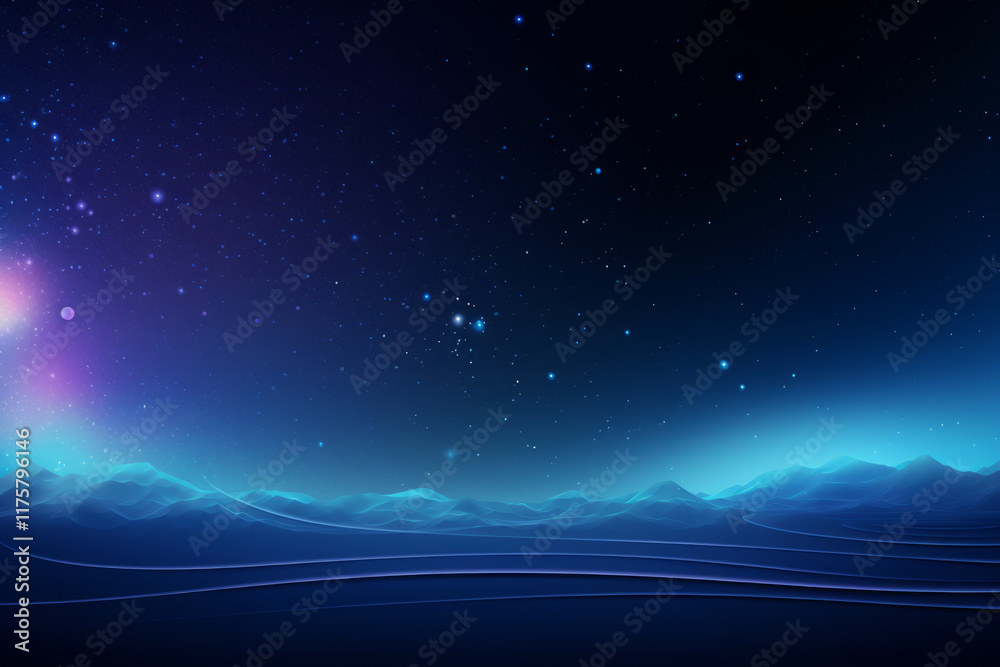 Fototapeta premium Abstract Night Sky with Glowing Stars,Generated By Ai