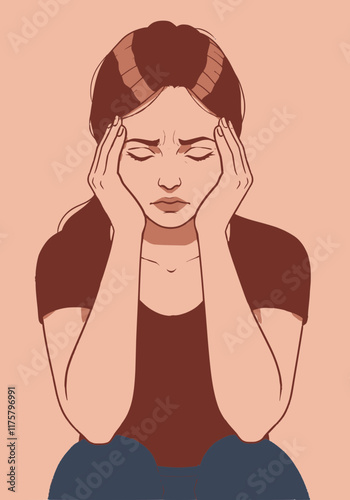 Stressed Woman having a Migraine / Headache